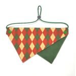 Custom Pet Bandanas - suitable for cats and dogs - yellow and green diamond pattern - can be printed with pet portraits and names - Image 2