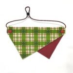 Custom pet bandanas - suitable for cats and dogs - grass green checkered pattern - can be printed with pet portraits and names - Image 2