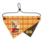 Custom pet bandanas - suitable for cats and dogs - brown and yellow checkered pattern - can be printed with pet portraits and names