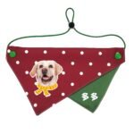 Custom pet bandana - suitable for cats and dogs - red polka dot pattern - can be printed with pet portrait and name