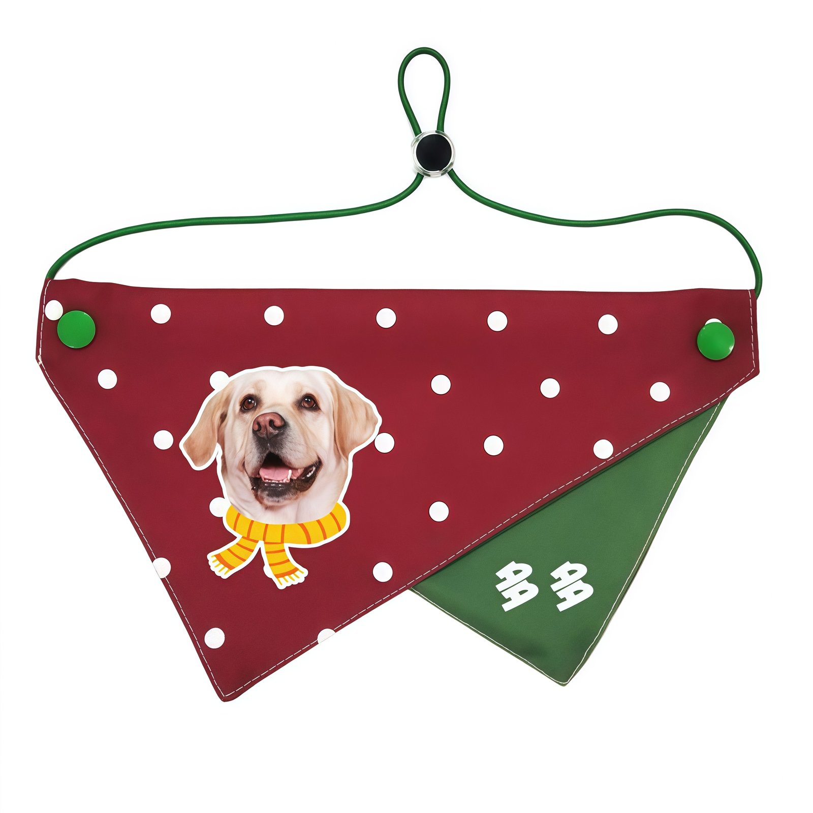 IMG_0901_副本 Custom pet bandana - suitable for cats and dogs - red polka dot pattern - can be printed with pet portrait and name - Image 1