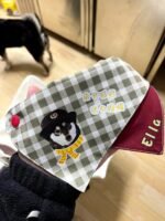 Custom pet bandanas - suitable for cats and dogs - light blue checkered pattern - can be printed with pet portraits and names - Image 5